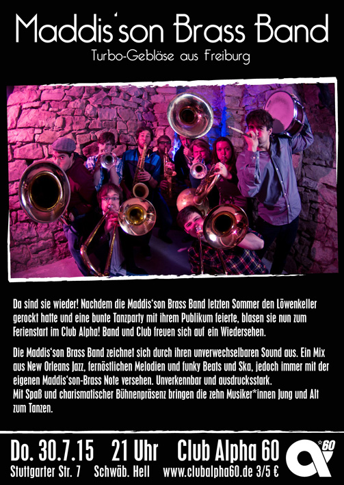 Donnerstag, 30.07.15: Maddis'son Brass Band